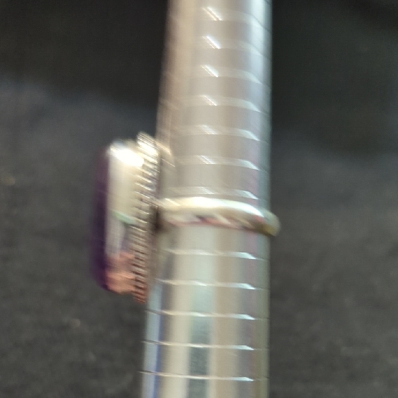Silver Plated Pastel Purple Amethyst Gemstone Oval Statement Ring - Size 9.5 - Picture 8 of 9